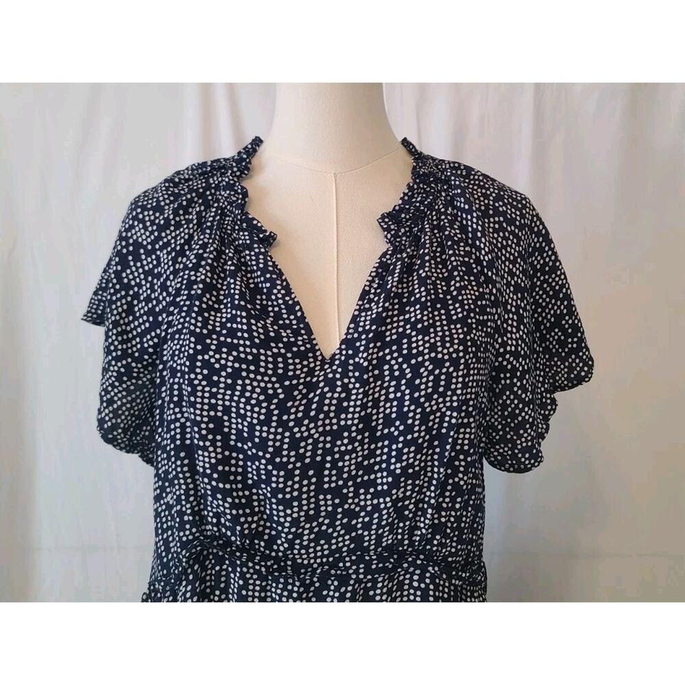 Anthropologie Womens Navy Blue Dotted Robin Tiered Mini Dress Small - Picture 3 of 6